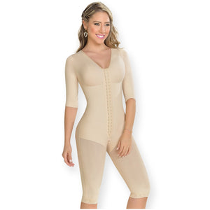 M&D Shapewear: 0161 - Post Surgery Full Body Above Knees Long Sleeved Compression Garment