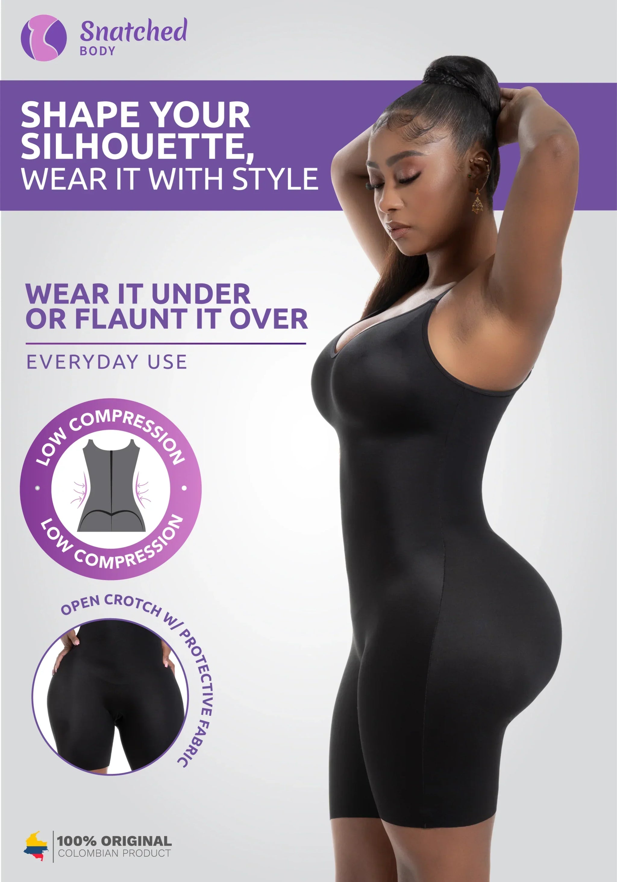 Snatched Body DQ01L3 Tummy Control Shapewear Bodysuit for Women with Built-in Bra
