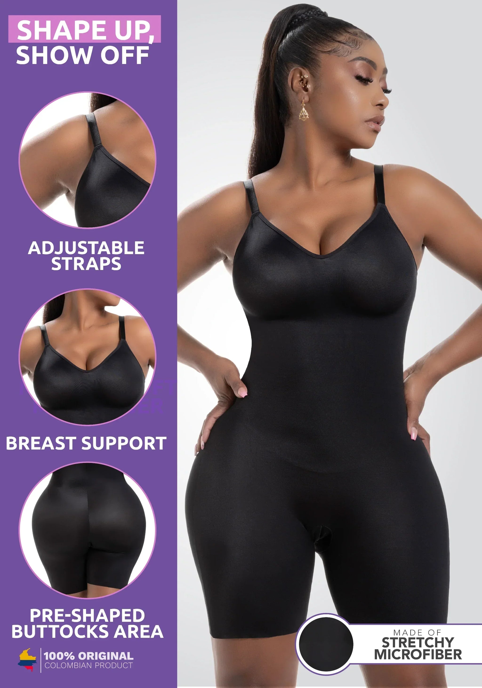Snatched Body DQ01L3 Tummy Control Shapewear Bodysuit for Women with Built-in Bra