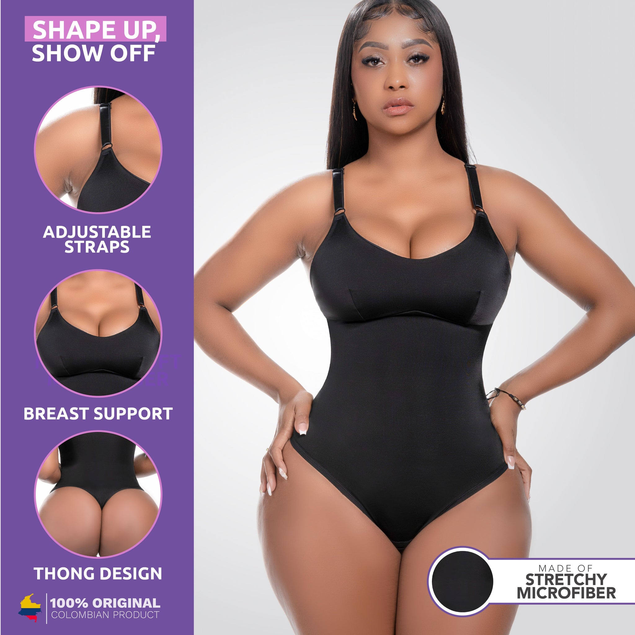 Snatched Body DQ01L4 Bodysuit Tummy Control Thong Shapewear for Women