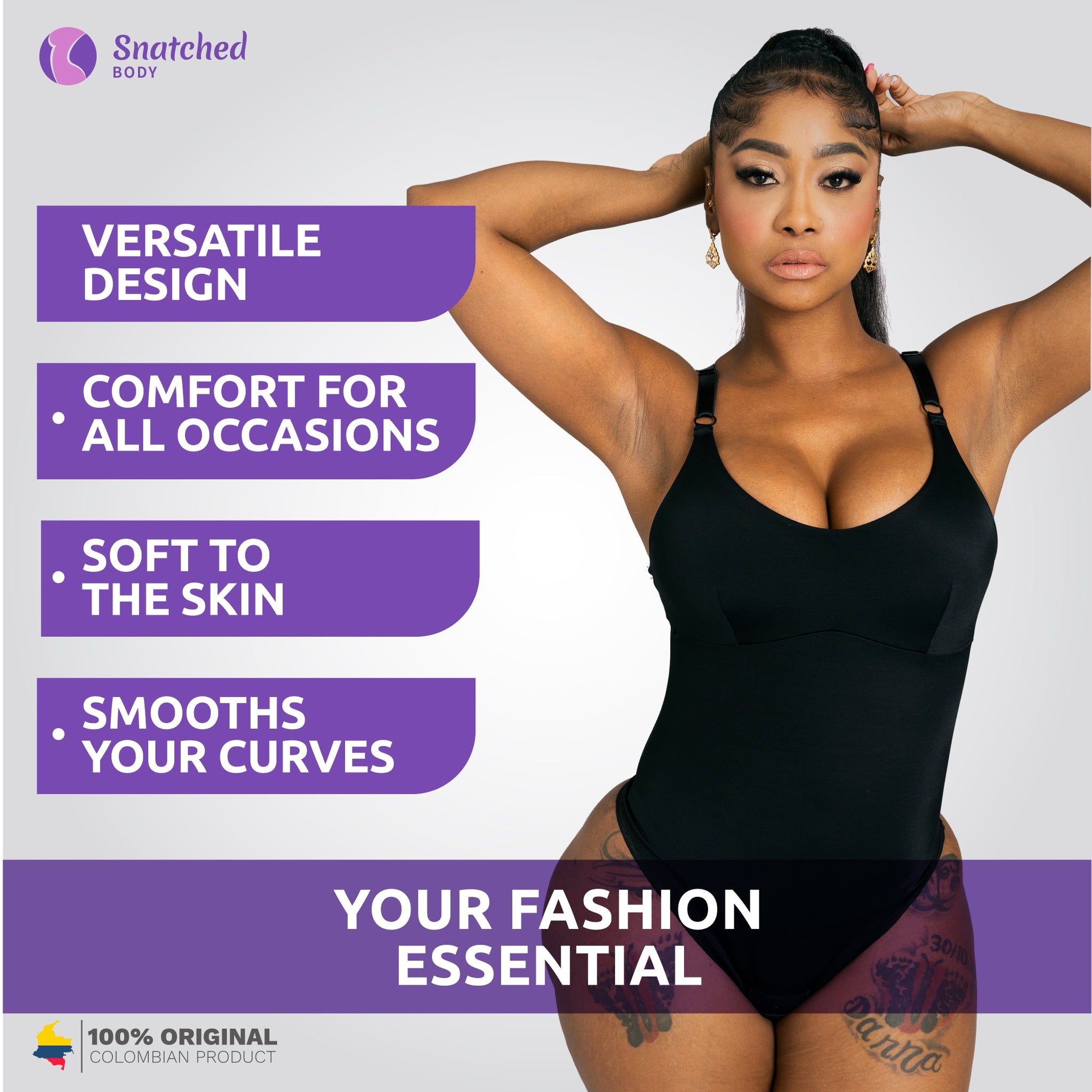 Snatched Body DQ01L4 Bodysuit Tummy Control Thong Shapewear for Women