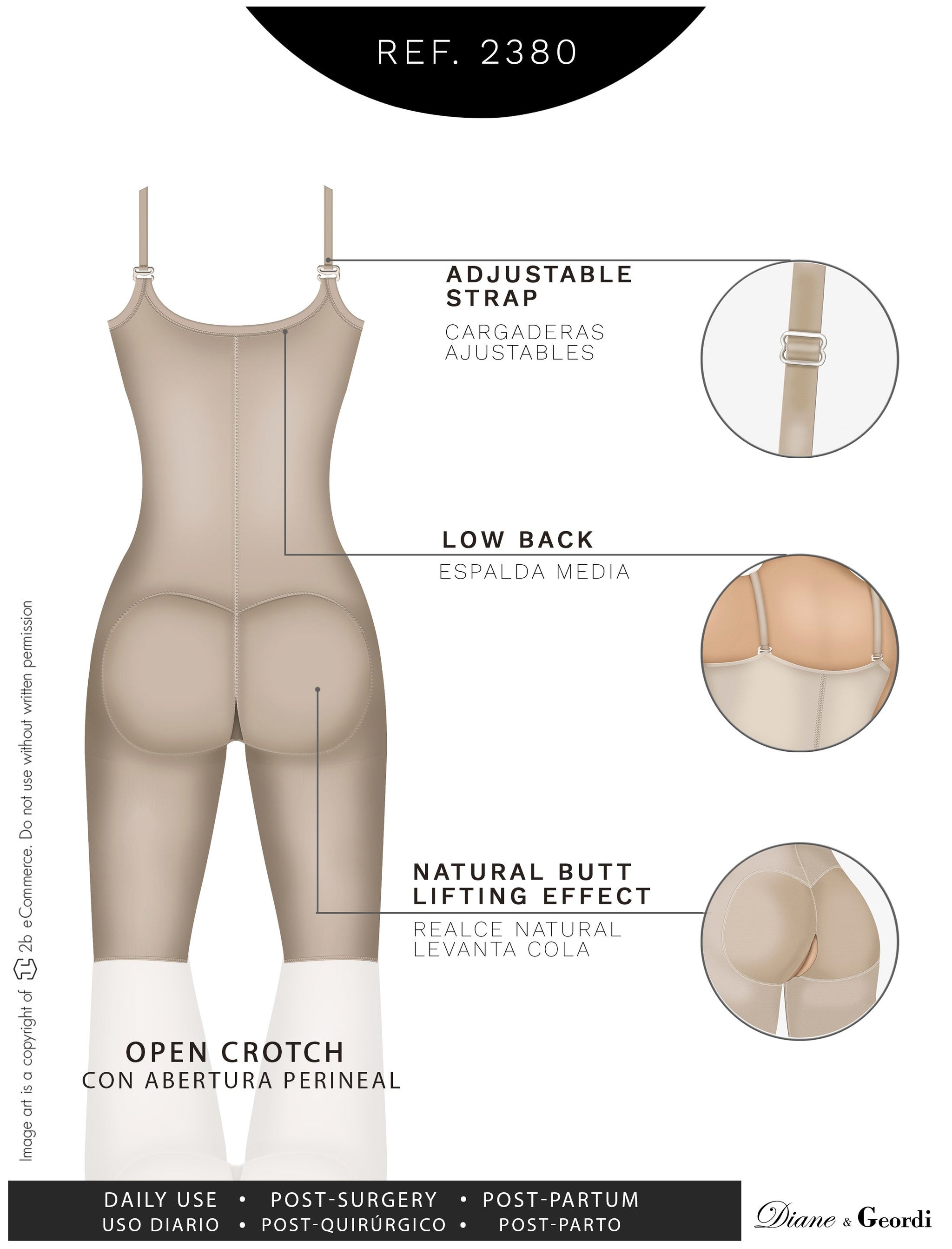 Diane & Geordi: 2411 - Women's Tummy Control Butt Lifting Bodysuit