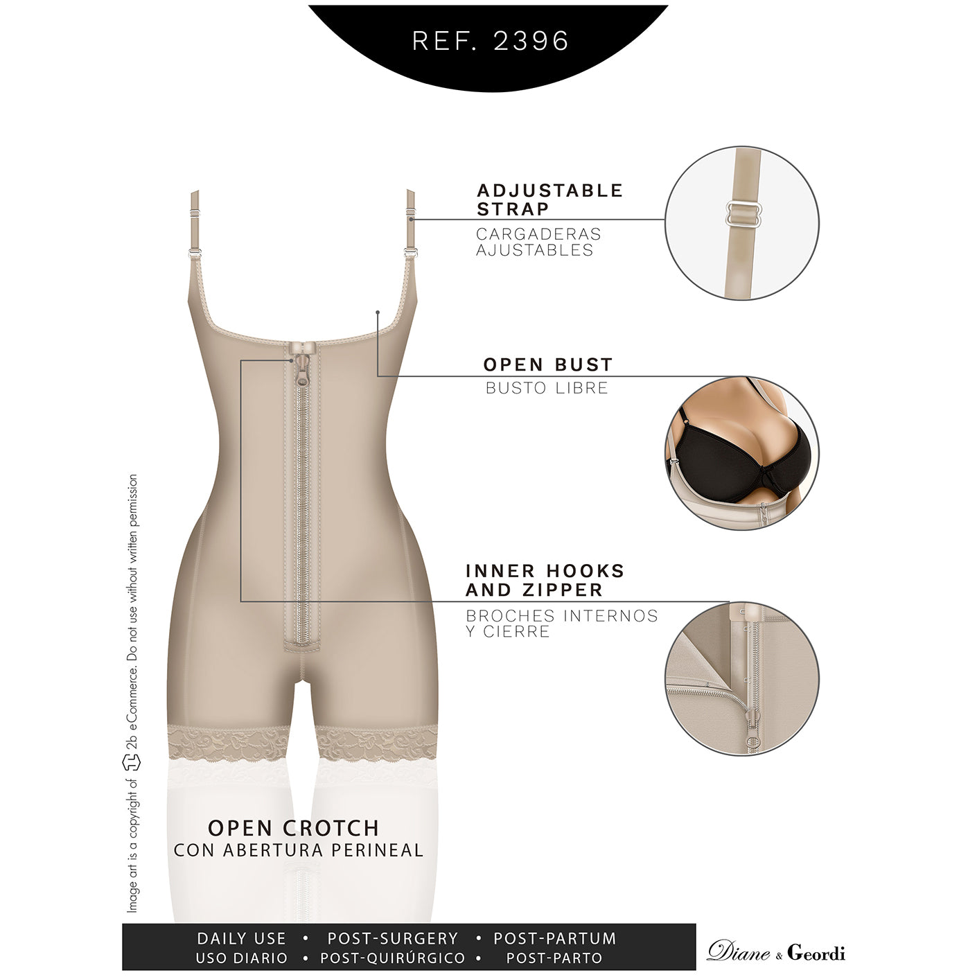 DIANE & GEORDI 002407 Mid Thigh Powernet Shapewear for Women Beige at   Women's Clothing store