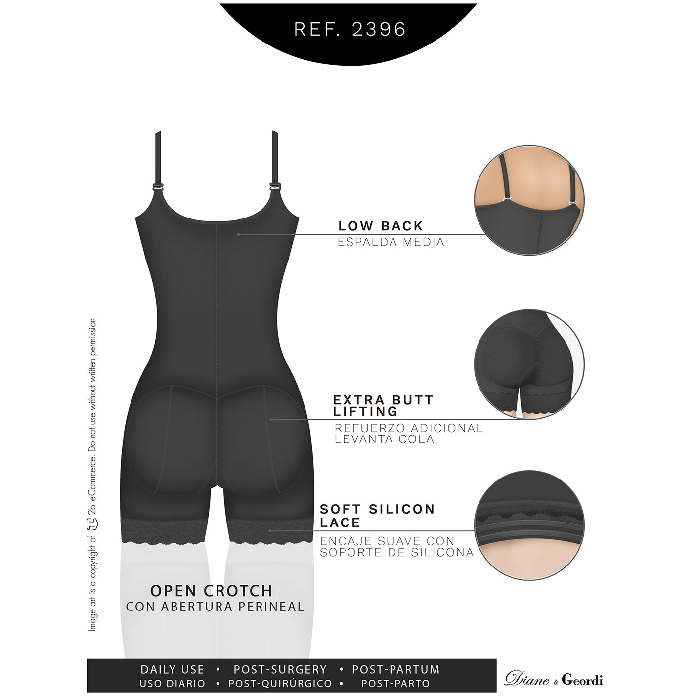UpLady 6190 | Butt Lifting Curvy High Compression Shapewear - 2XS / Black