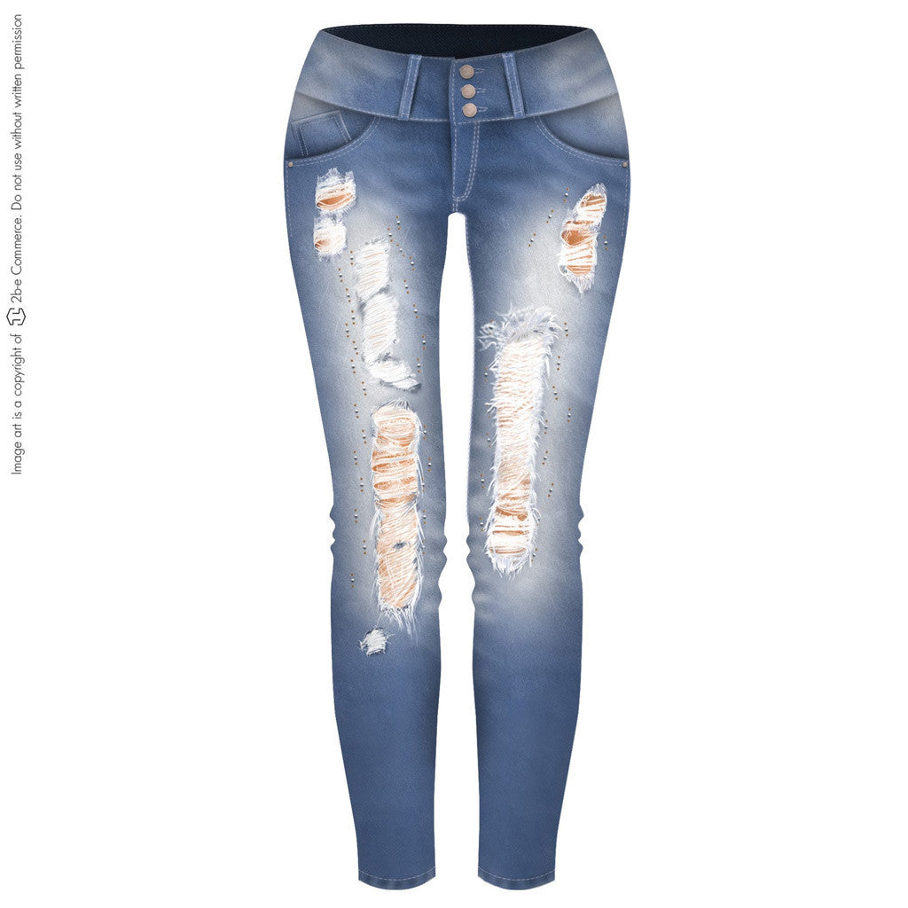 Lt. Rose Jeans: 2013 - Butt Lifter Ripped Jeans Levanta Gluteos con Piedras Decorativas - Showmee Store