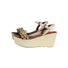 Silvia Cobos MARIELA Ankle Strap Embroidered Wedges in Beige