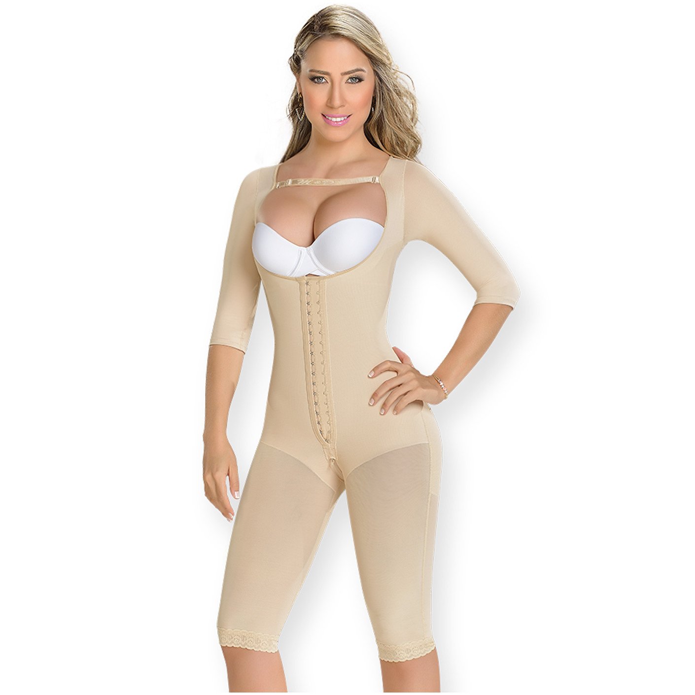 M&D Shapewear: 0161 - Post Surgery Full Body Above Knees Long Sleeved  Compression Garment