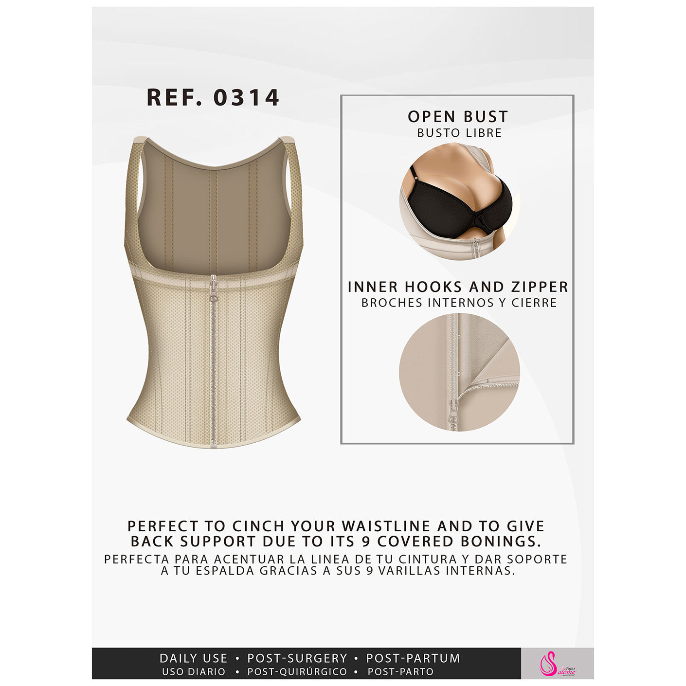 0314 Shaper Vest Fajas Salome – The Pink Room Shapewear