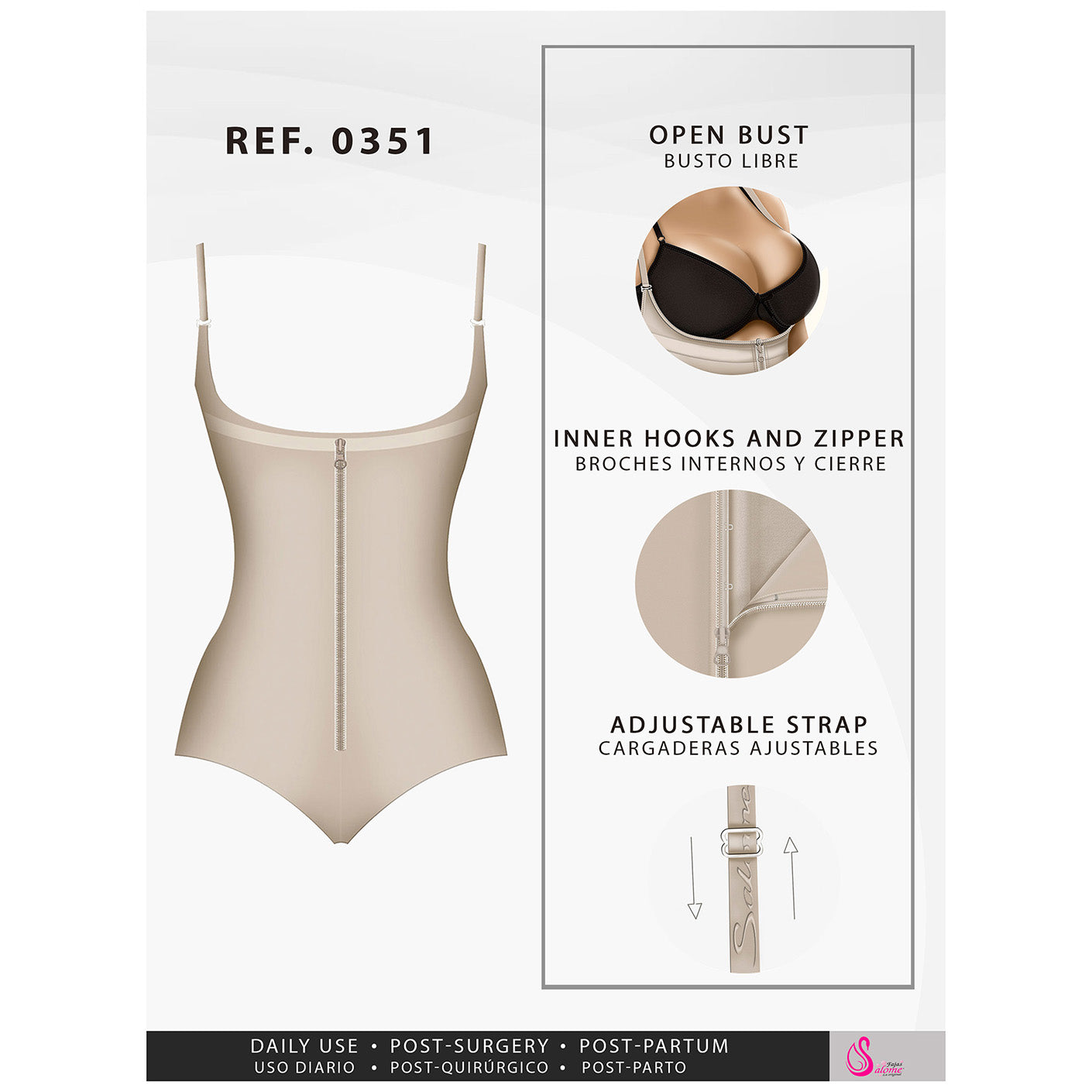 Salome Shapewear: 0351 - Open Bust Thong Tummy Control Shapewear for W -  Showmee Store