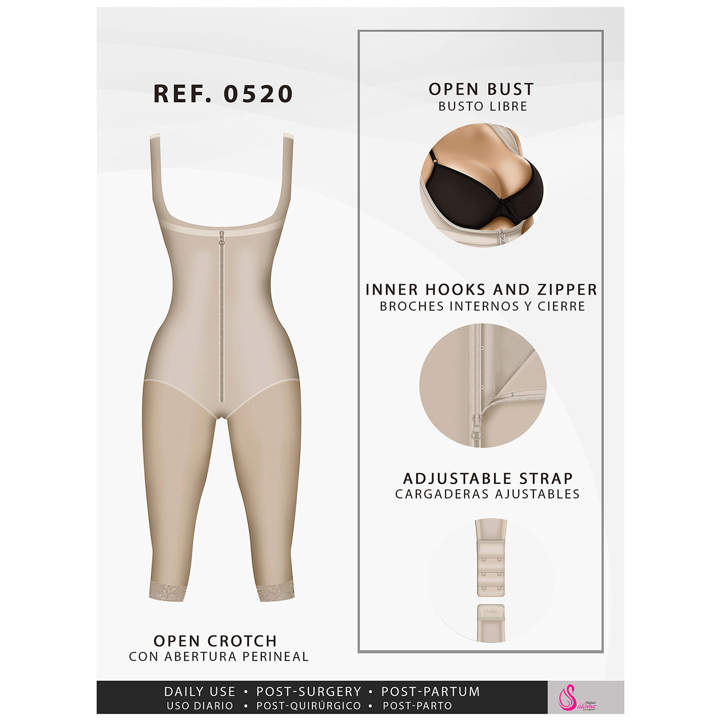 Salome Shapewear: 0520 - Open Bust Post Surgery Full Body Shaper for W -  Showmee Store