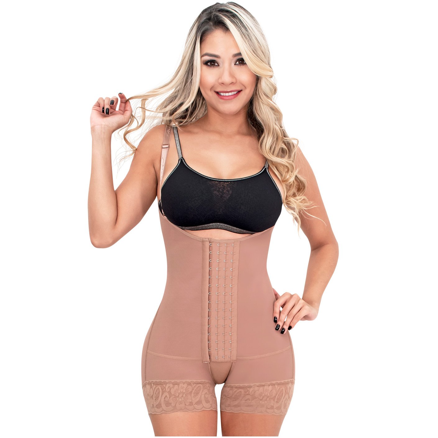 Colombian Womens High Compression Shapewear Bodysuit With Open