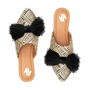 Silvia Cobos CUMBIA Flat Mules with Tassel Bow