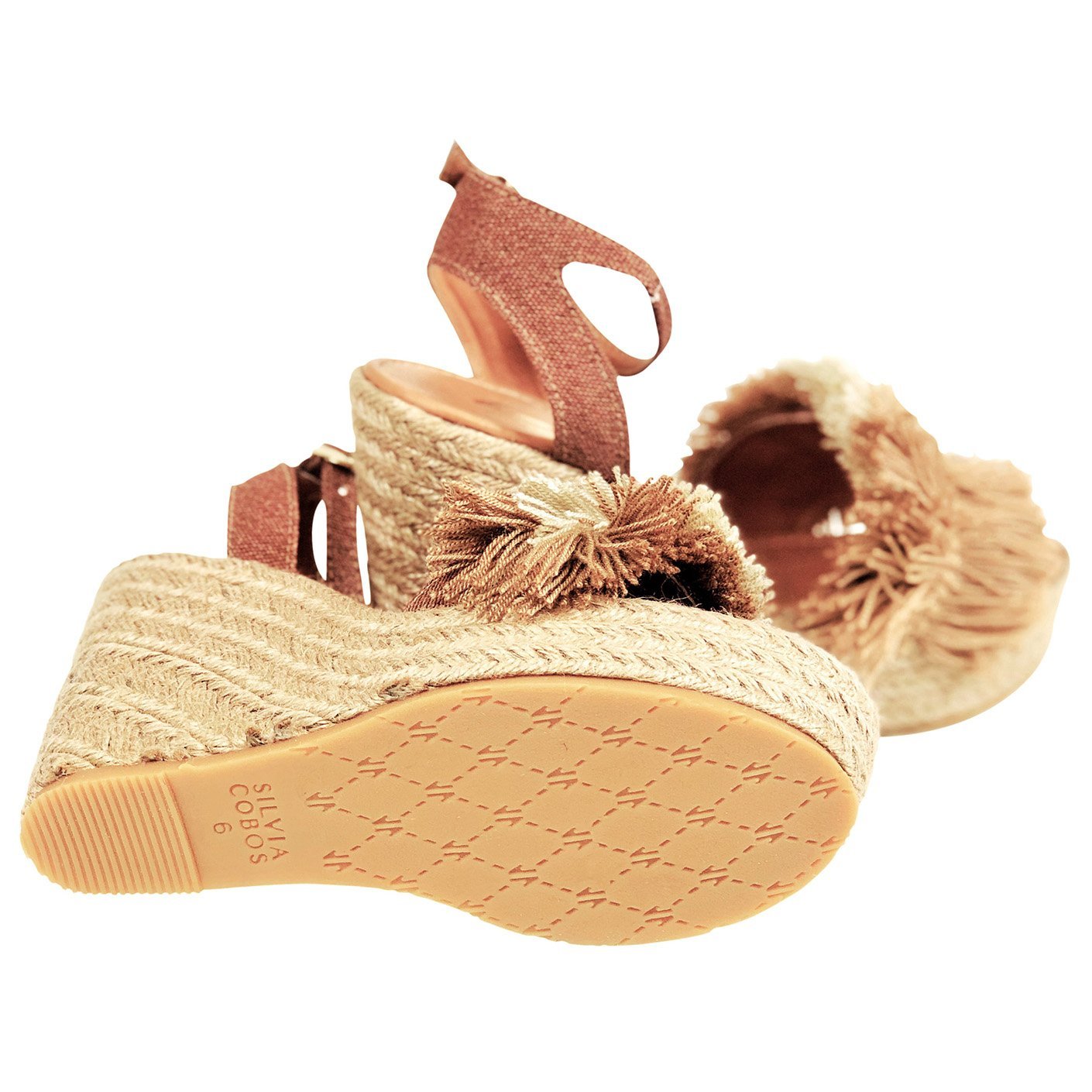 Silvia Cobos MAMBO Ankle Strap Wedges in Beige