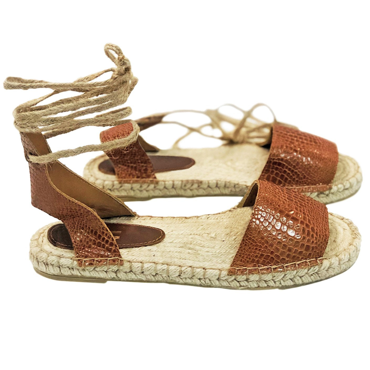 Silvia Cobos MINCA Flat Lace Up Sandals Brown